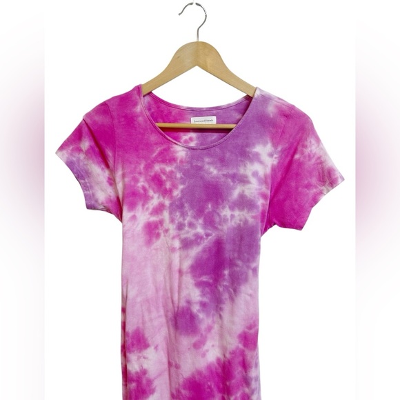 Lovers + Friends Dress Womens M Pink Brooklyn Tie Dye Midi Side Slit Stretch - Picture 5 of 9